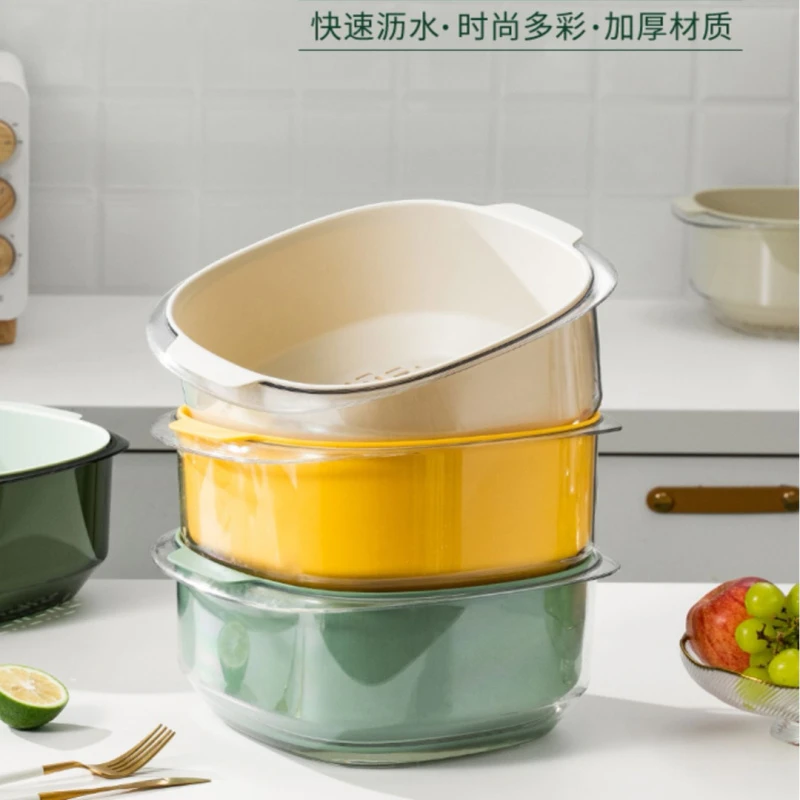 【新款】网红透明沥水洗菜篮洗菜果篮加厚大号家用款时尚新疆包邮