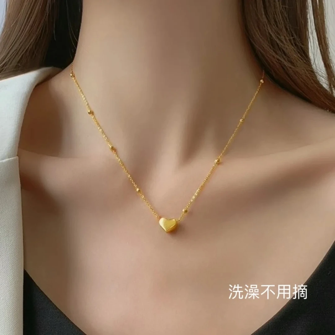 郡恺 钛钢项链 【郡恺饰品】爱心珠链 防掉色