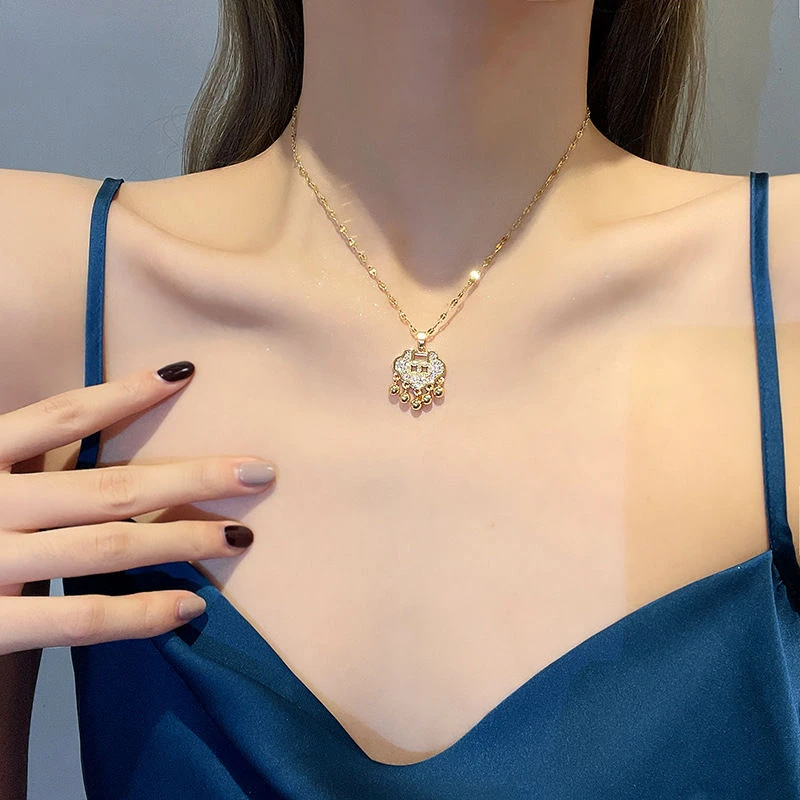 钛钢项链 平安锁气质轻奢简约锁骨链ins设计感不掉色女时尚饰品