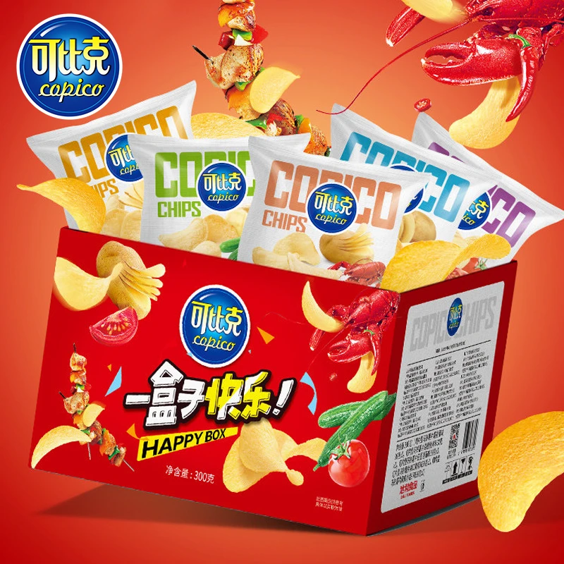 可比克纯切薯片一盒子快乐办公室追剧解馋休闲零食原切薯片