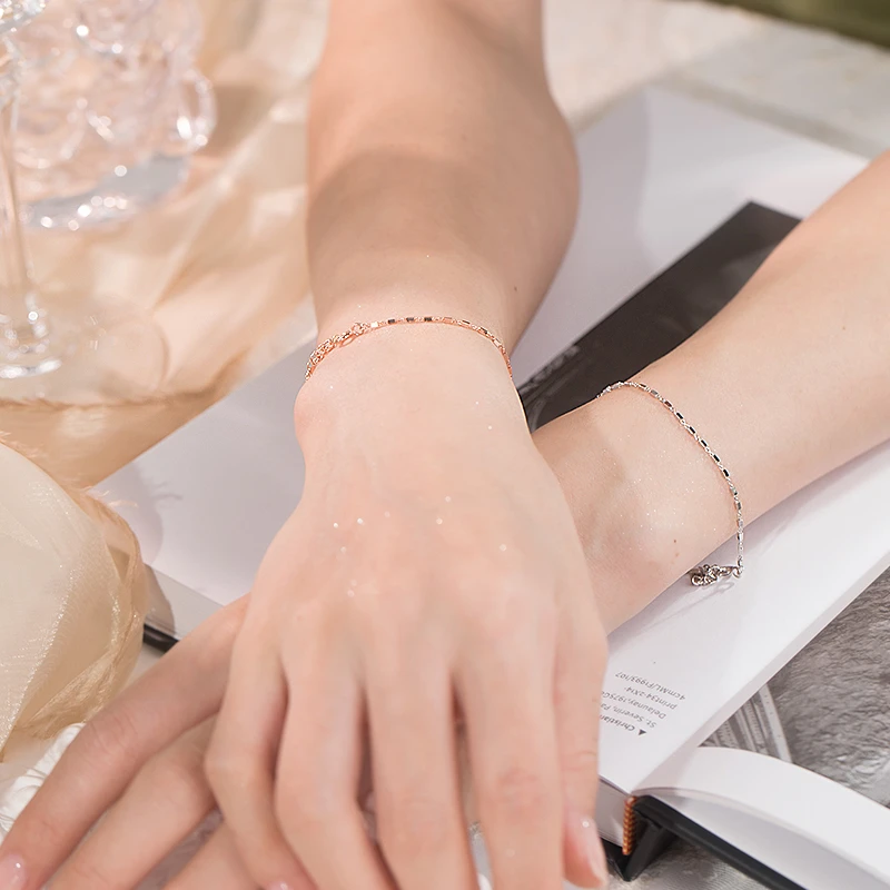 925银手链 女款小方块银链轻奢简约气质手饰送闺蜜女朋友生日礼物