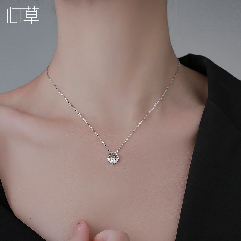 心草 链子925银合成锆石 水中月项链女森系设计感生日礼物送女友