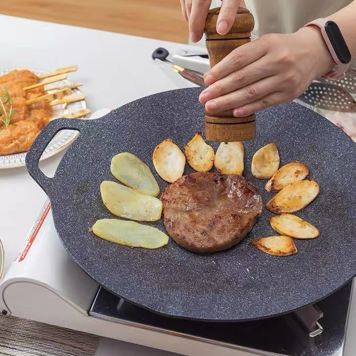 烤肉盘烧烤盘用具韩式铁板烧电磁炉燃气煎烤盘家用户外露营烤肉锅