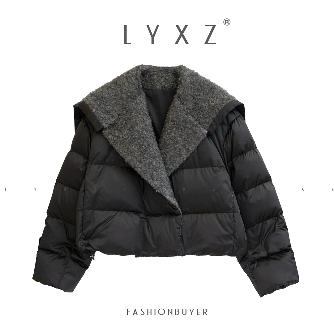 LYXZ x 大小与【特别的你】冬季翻领拉链口袋保暖羽绒服外套76151