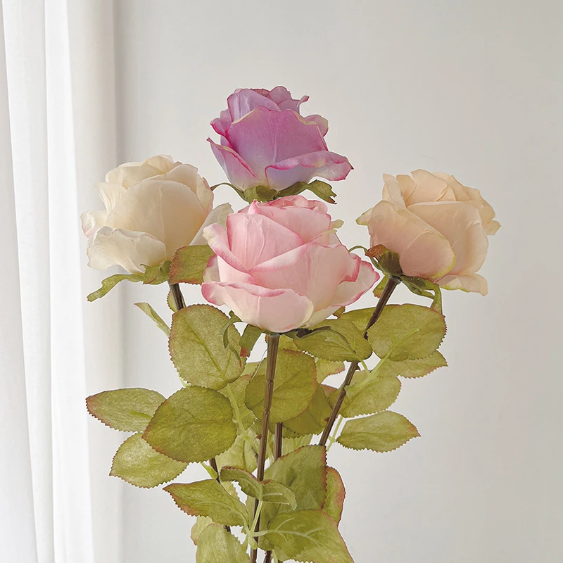 【满4枝包邮】戴妃玫瑰  单枝复古焦边玫瑰花 仿真花