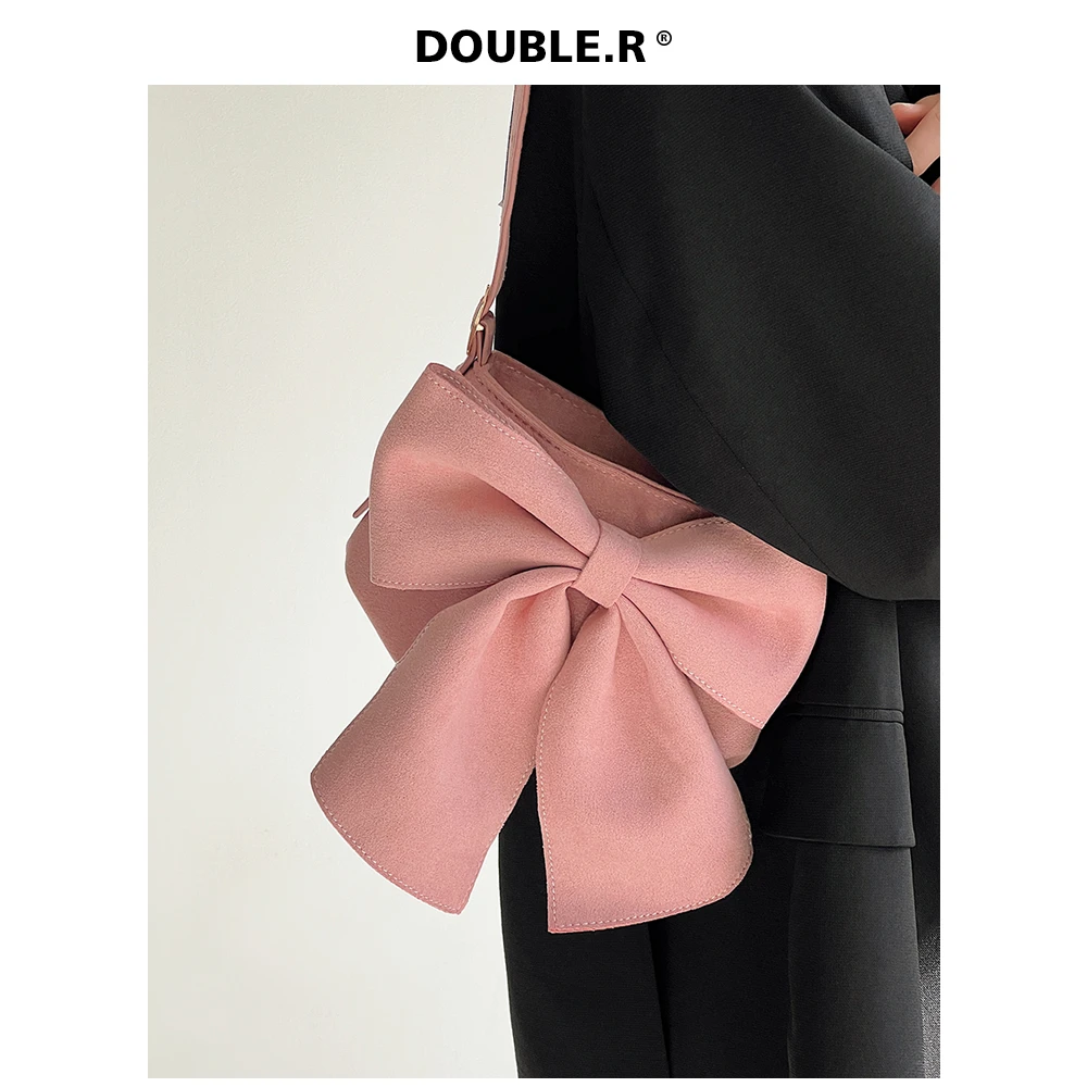 DOUBLE.R【今日粉丝浮力-软萌大蝴蝶结包包】纯色腋下包 2025包女包