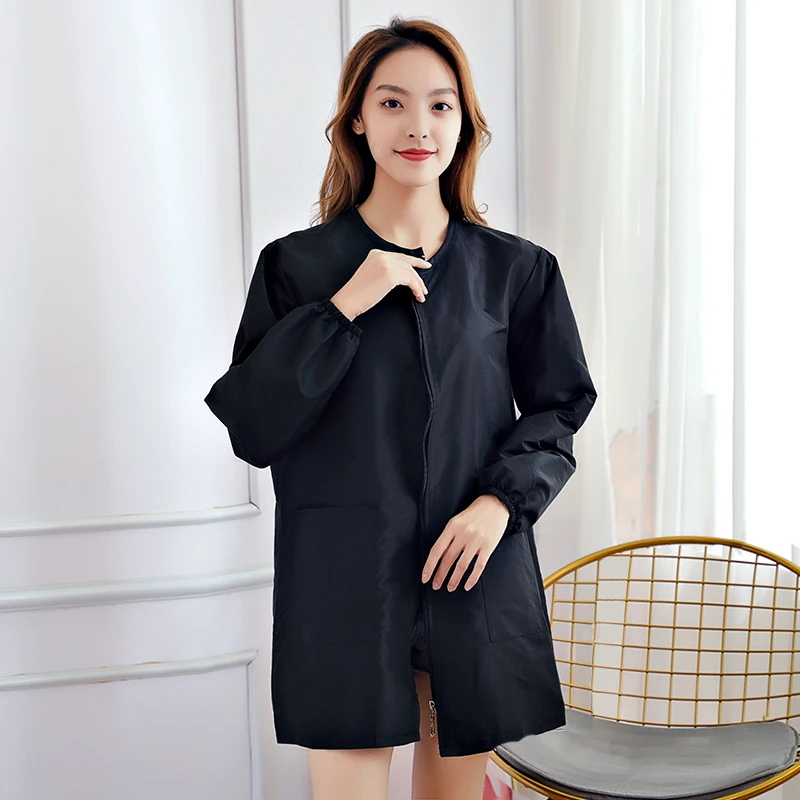 高档美发不粘发理发罩衣理发店发型师中大小工服防水烫染发廊专用