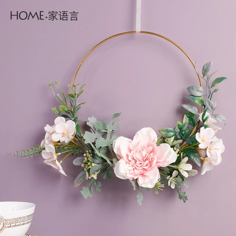 墙壁家居装饰室内北欧吊饰现代轻奢花环花艺装饰品空中吊饰植物