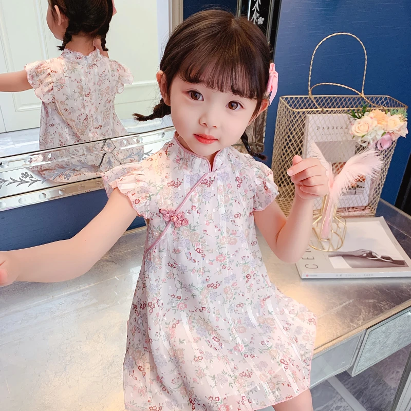 童装女童旗袍夏季中国风2岁3女宝宝连衣裙洋气儿童网红裙子公主裙