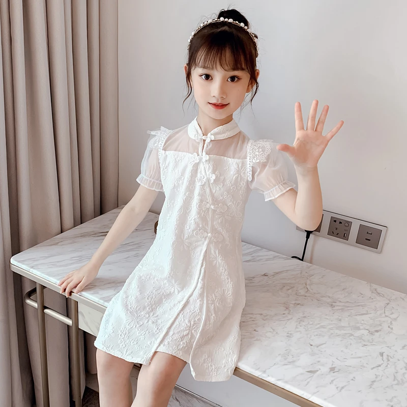 夏季新款童装女童旗袍公主裙网红亲子装洋气中国风改良汉服连衣裙