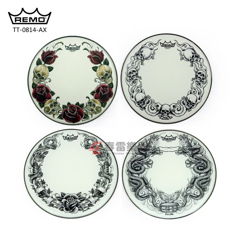 美产REMO TT-0814-AX-T01 T02 T05 T06 14英寸军鼓印花打击皮