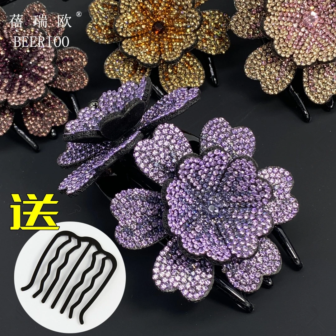 亚克力发饰 新款碎钻大鸭嘴夹~送七齿盘发器