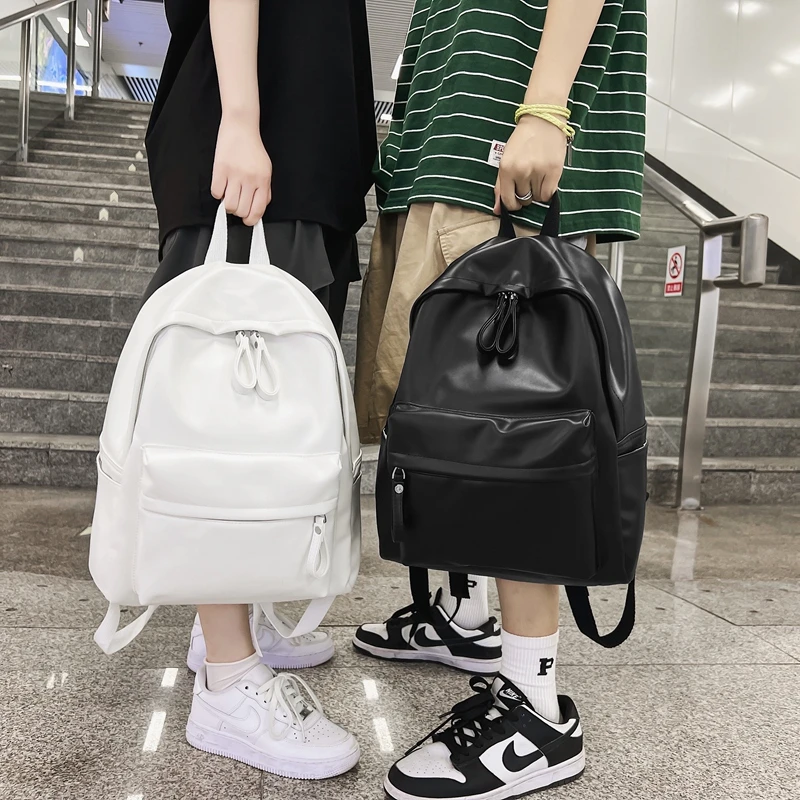 杨紫同款背包亲爱的热爱的佟年白色双肩包ins风PU软皮包学生书包