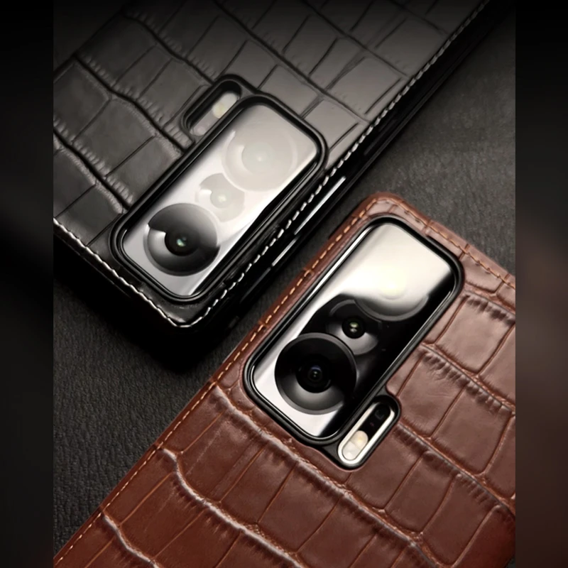 鳄鱼纹牛皮荣耀magicvs2/v2折叠屏手机壳智能保护支架超薄真皮