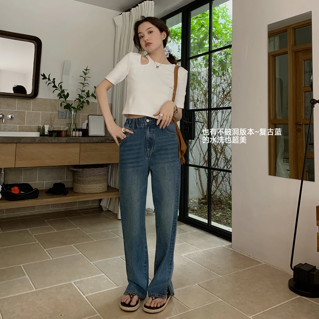 主推！年度挚爱牛仔裤！谁穿都绝绝子~松紧腰小开叉设计203KZ6