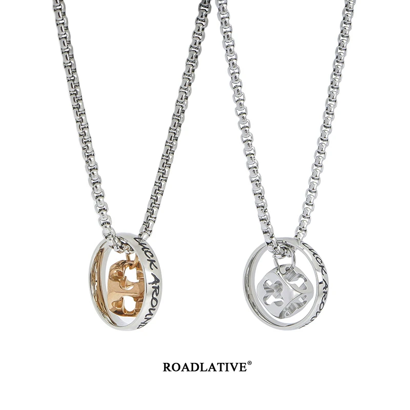 ROADLATIVE钛钢素款项链原创设计幸运叶子情侣首饰精致潮男项链女
