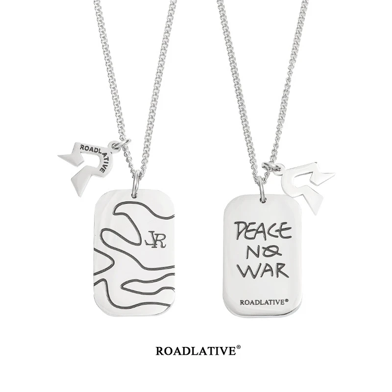 ROADLATIVE 钛钢项链 原创迷彩刻字个性钛钢潮男项链字母军牌ins
