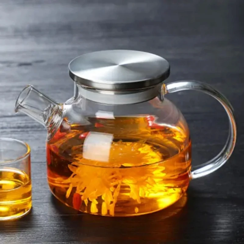 高硼硅玻璃壶 1000ml 花果茶壶家用带盖耐热茶水壶