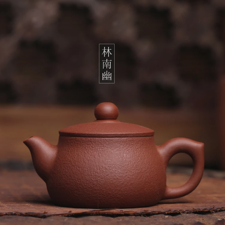 林南幽手拉壶宽口壶大开口潮州手拉壶原矿朱泥柚皮特色工夫小茶壶