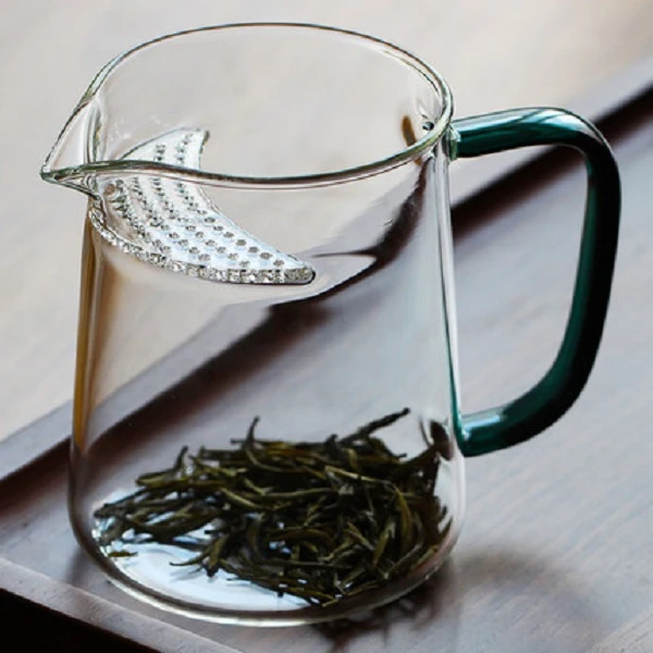 耐热玻璃泡茶杯公道杯茶漏一体绿茶杯带过滤分茶器月牙公道杯茶具