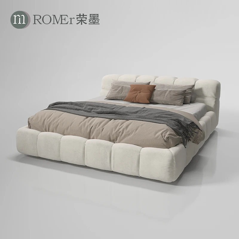 B&BTufty泡芙床意式磨砂布床设计师主卧网红简约侘寂风科技布艺床