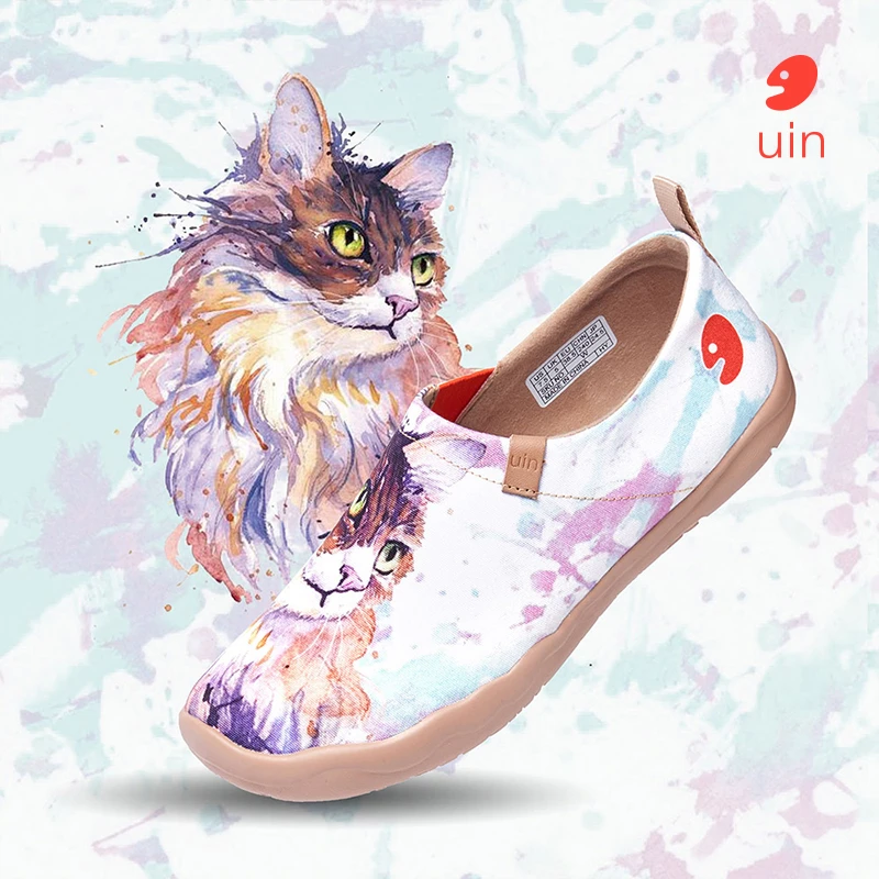 【缅因猫】uin彩绘旅行鞋托莱多1低帮透气帆布鞋一脚蹬休闲懒人鞋