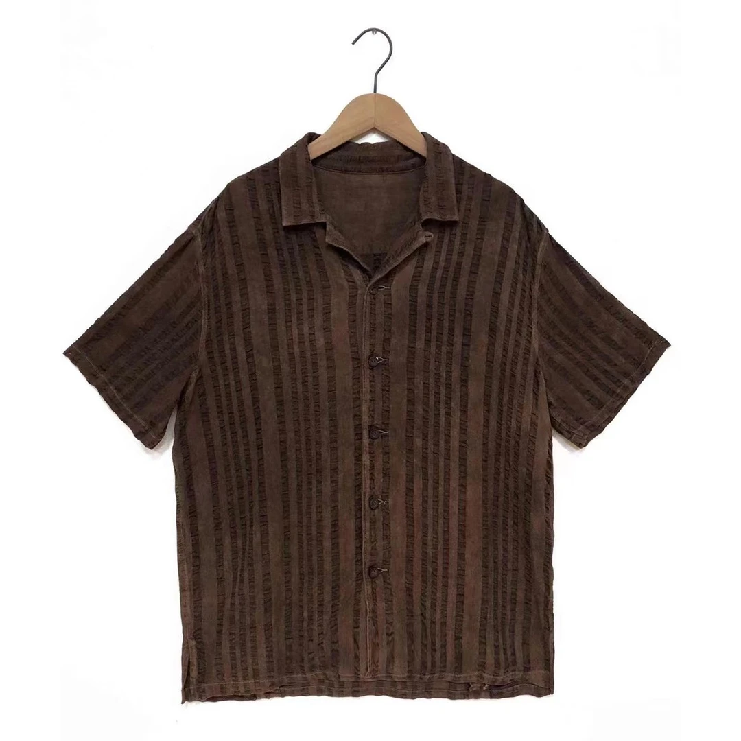 【7折款】左岸迷香Z22SS9002布衣分享复古做旧栗色植物染男女款衬衫