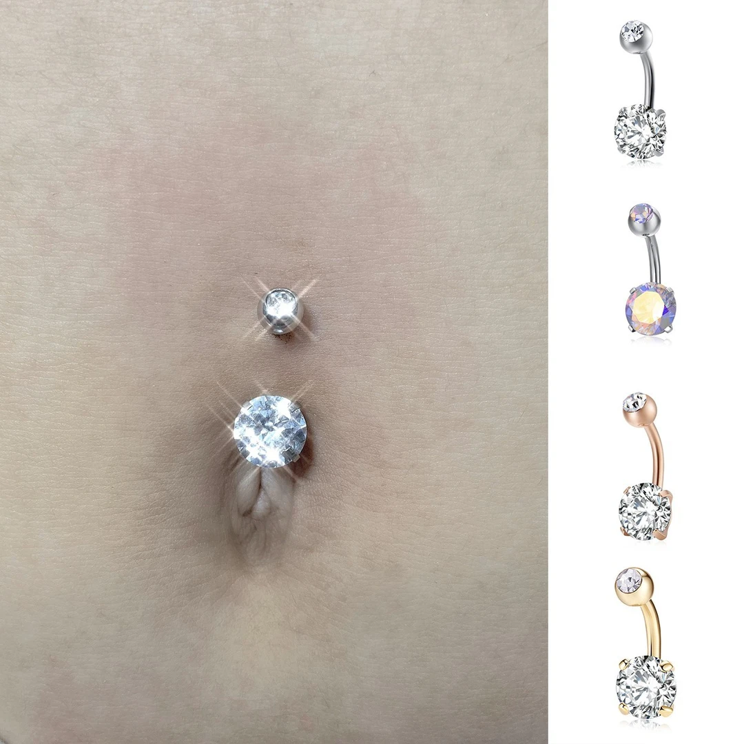 钛钢锆石耳饰 PG0001迷你肚脐钉圆锆石肚脐环简约经典超闪