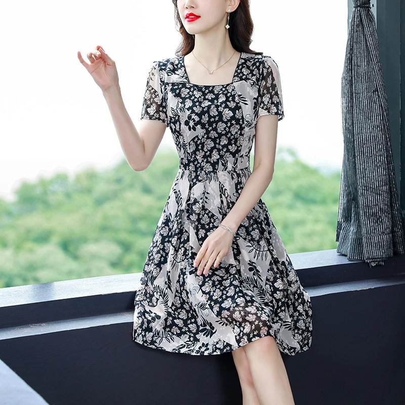 【卖的很好的款，不多说了】85458法式方领气质短裙显瘦连衣裙