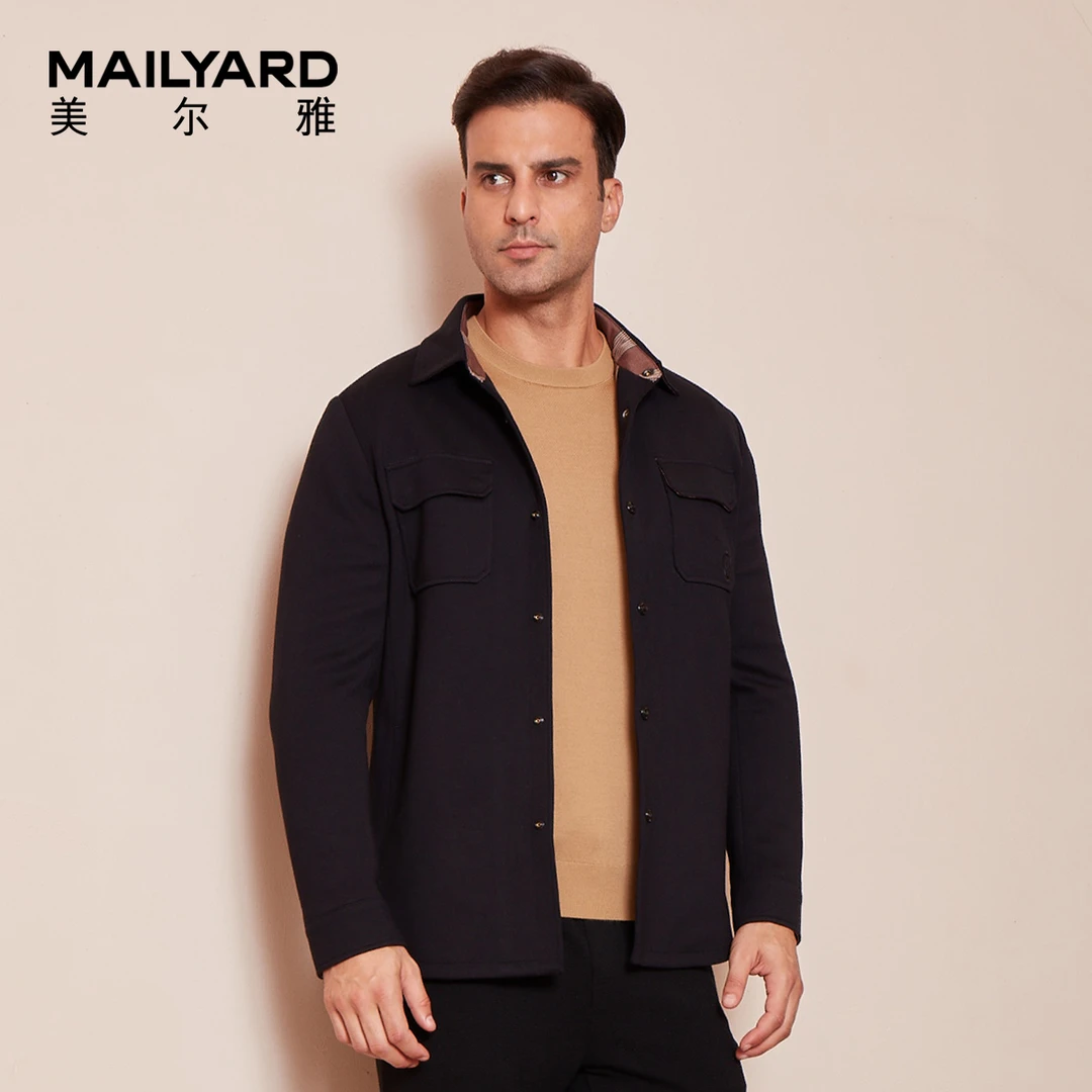 MAILYARD/美尔雅夹克衫 秋冬商务时尚男士休闲外套针织茄克 255