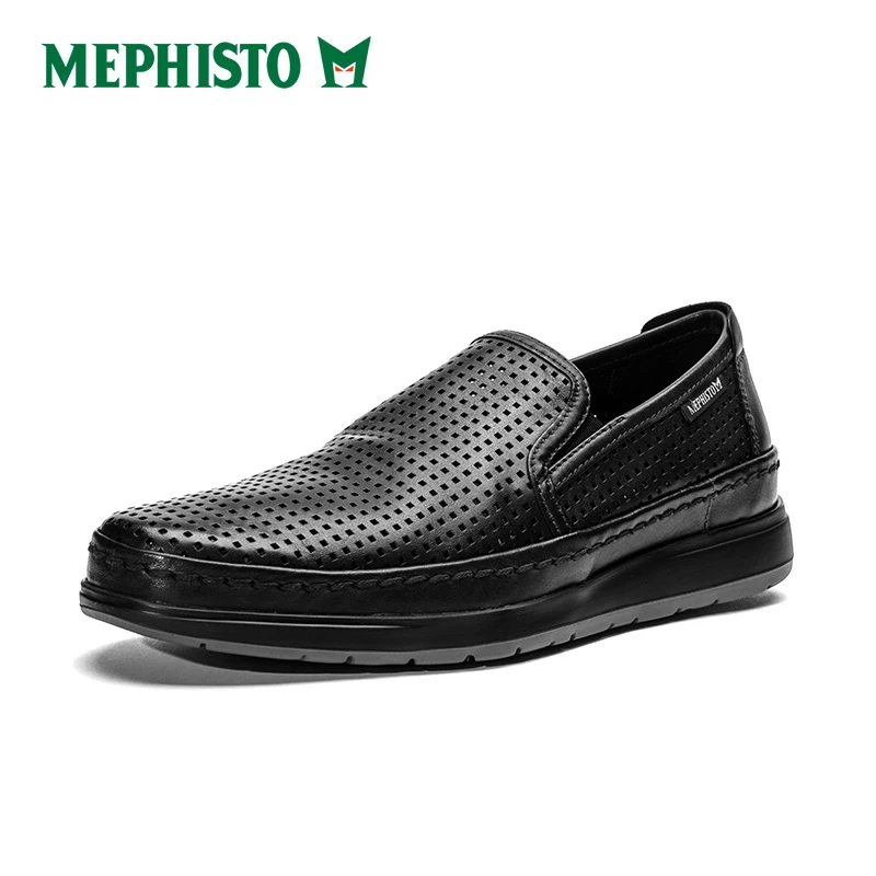 法国马飞仕图夏季进口真皮男士透气休闲皮鞋高端轻奢镂空网眼鞋男