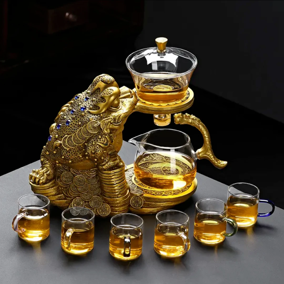 金蟾玻璃自动茶具套装组合冲泡茶神器懒人家用感应功夫茶杯泡茶壶