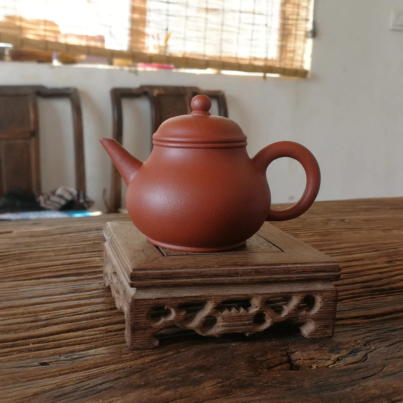宜兴紫砂壶小煤窑大红袍芭乐水平小品130毫升半手工制作朱泥壶