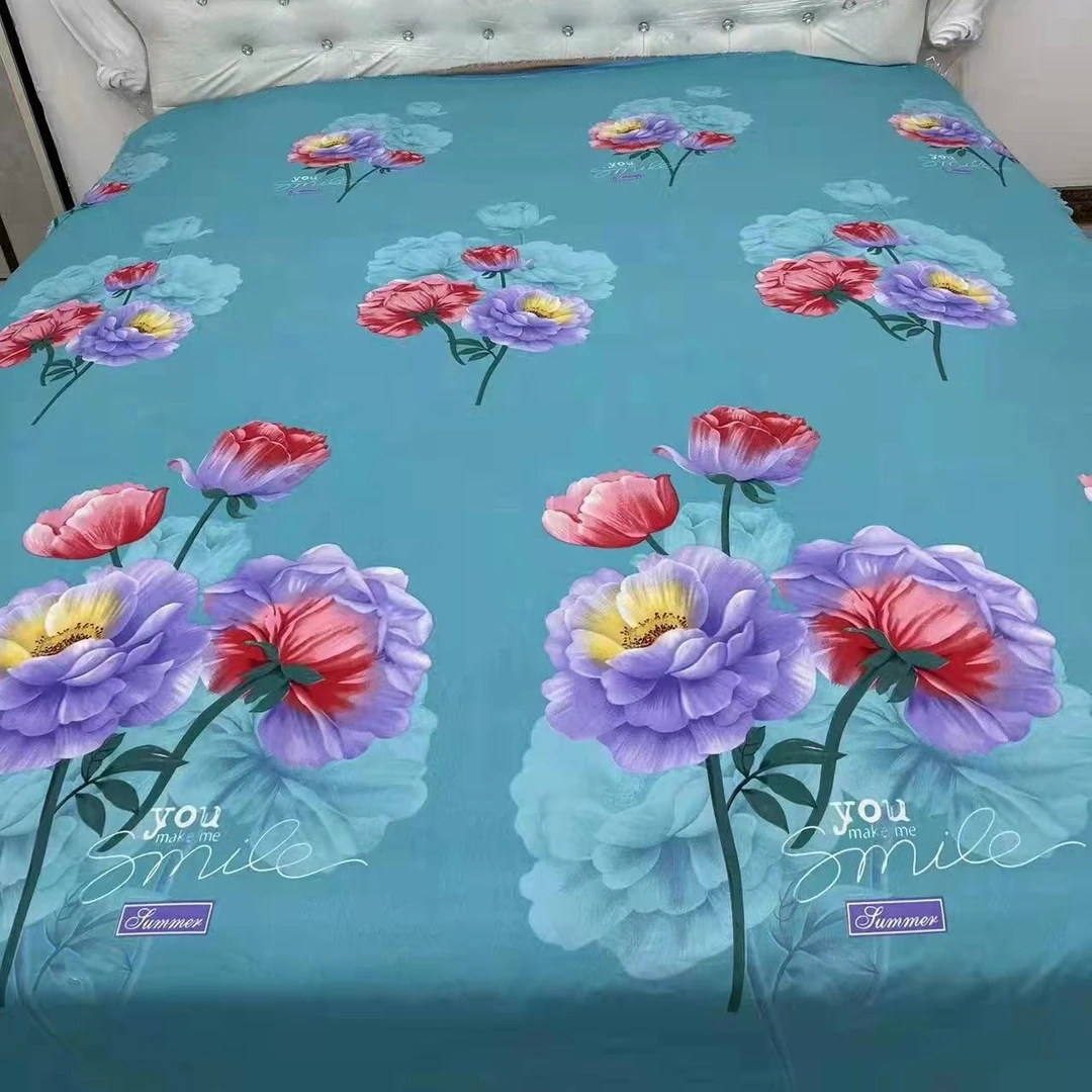 植物羊绒棉绿牡丹大布料