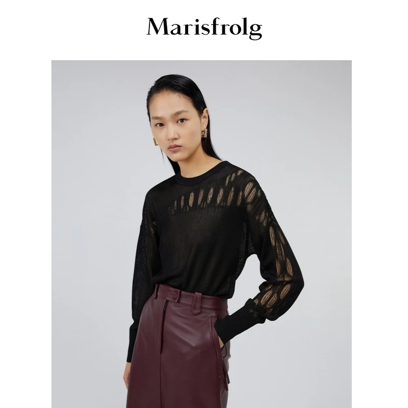 【平子精选】Marisfrolg玛丝菲尔黑色上衣纯色通勤秋冬