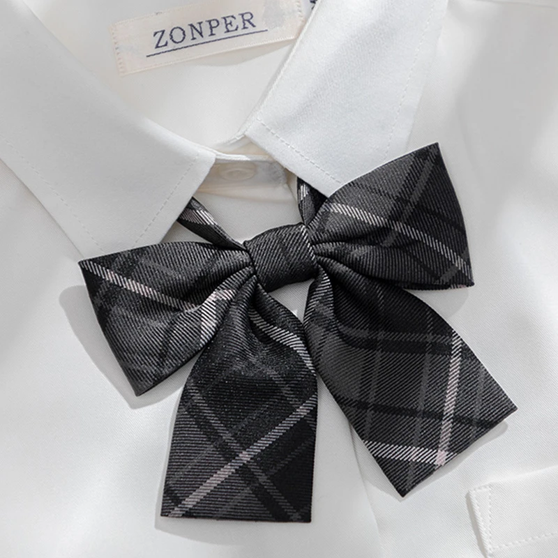 JK百褶女日系制服衬衫蝴蝶结配饰小物烟灰碳灰领带学生水手服领花