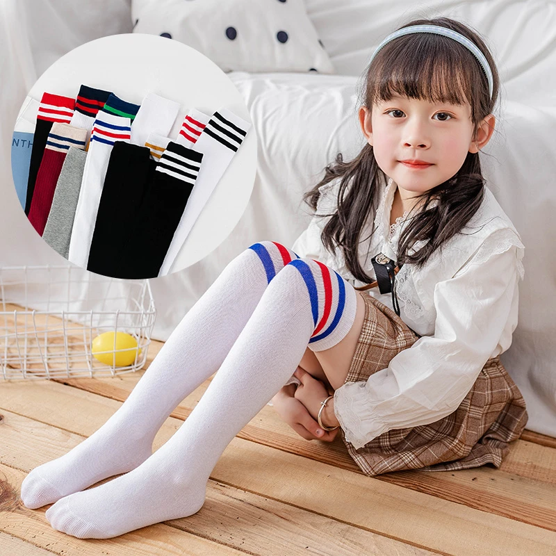 春夏儿童足球袜子女童小腿袜宝宝棉袜小孩过膝袜小学生长筒袜