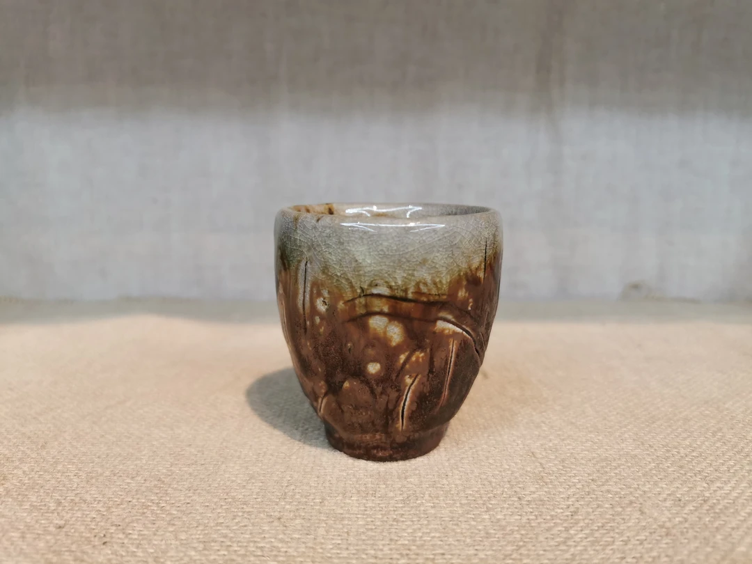 云南建水紫陶浪鬼柴烧无忌手捏杯