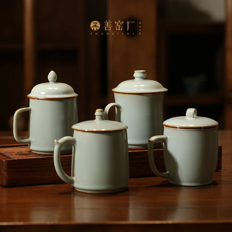 善窑厂李善明景德镇高温汝瓷纯手工不开片中容量办公杯茶杯马克杯