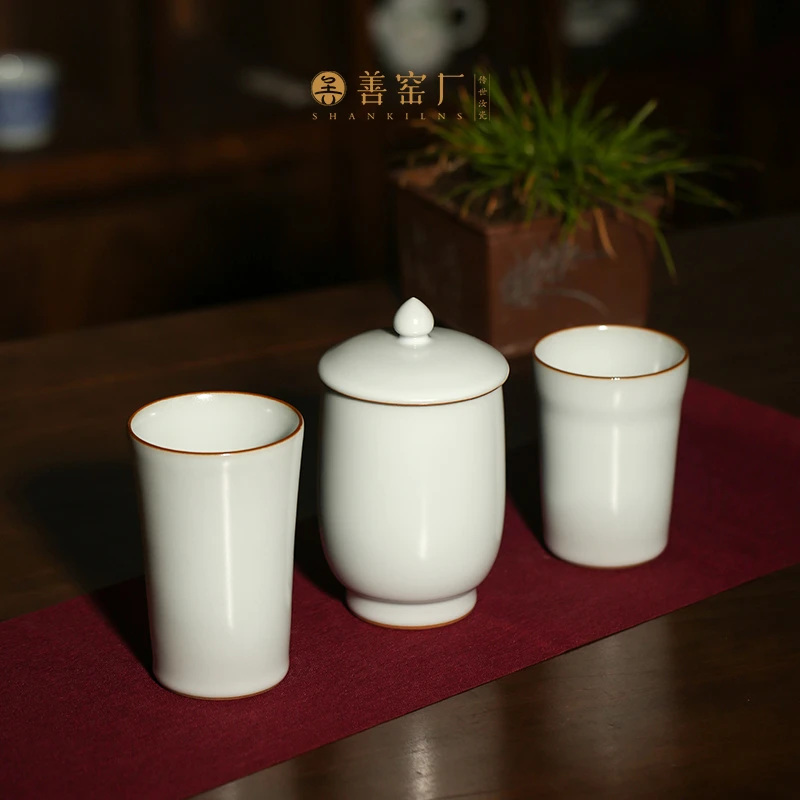 善窑厂李善明高温原矿汝瓷纯手工不开片可乐杯马克杯中式功夫茶杯