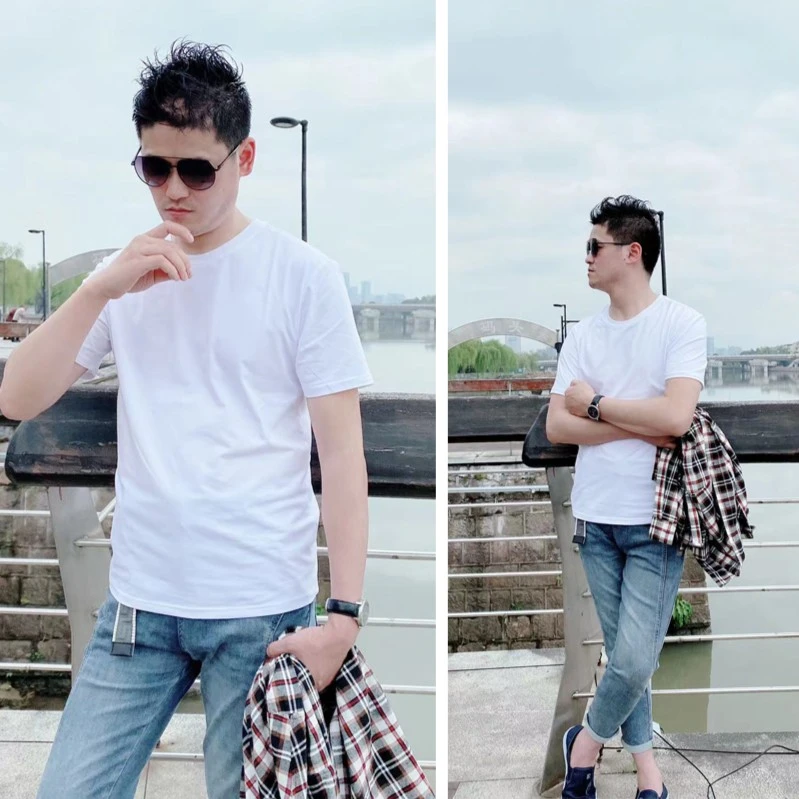 白色t恤修身打底短袖t恤男士纯色简约短袖修身打底衫圆领添衣库