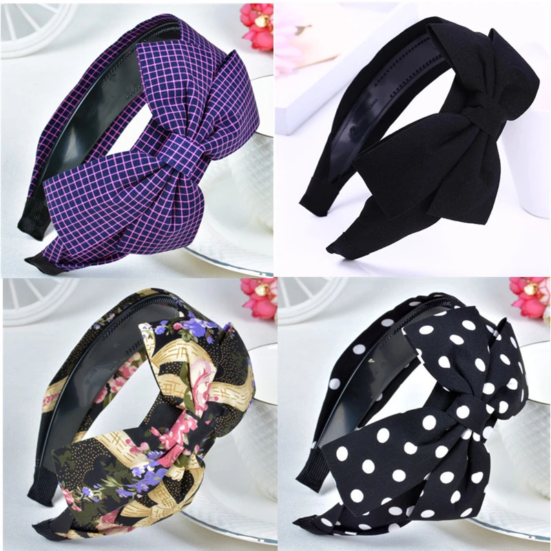 韩国百搭布艺大蝴蝶结宽边发箍带齿防滑日韩甜美头箍发卡头饰包邮