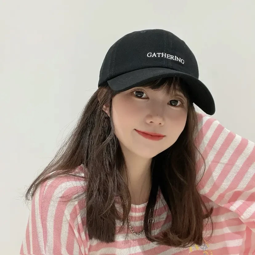 2025春季新款鸭舌帽软顶字母刺绣韩版加宽遮阳帽男女通用棒球帽子