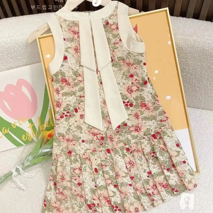 2024夏季新款女童无袖背心裙中小童吊带连衣裙凉快雪纺宝宝裙子