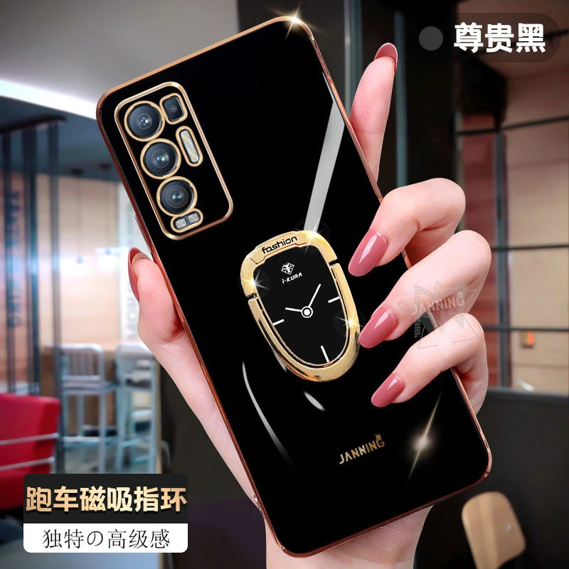 磁吸指环OPPOreno5pro+手机壳全包防摔Reno5超薄电镀软胶软壳新款