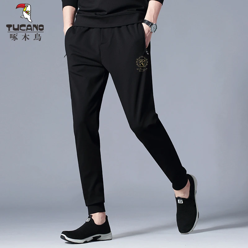 TUCANO/啄木鳥新款潮牌春秋季男士休闲裤黑色大码显瘦百搭小脚裤