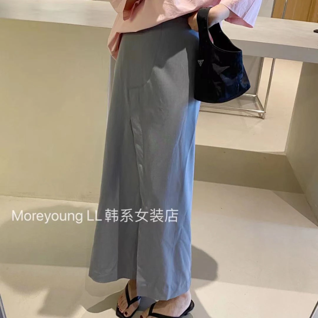 沫漾家简约开叉西装半裙062