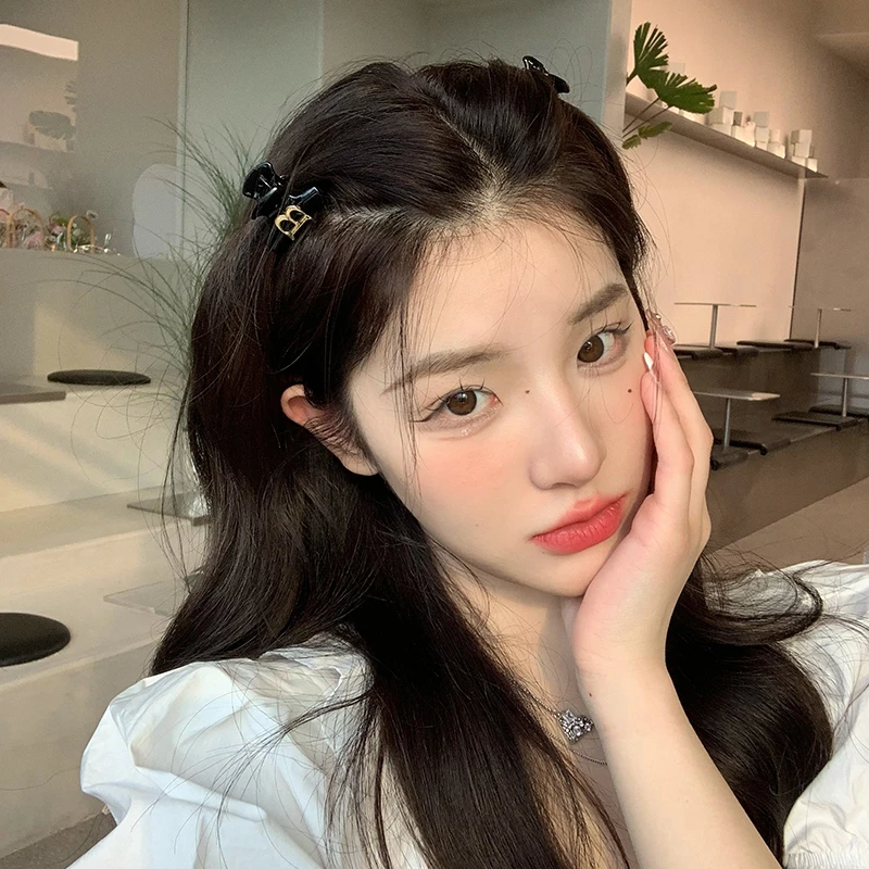 字母B公主头发夹女夏季侧边高马尾小抓夹鲨鱼夹子发饰头饰