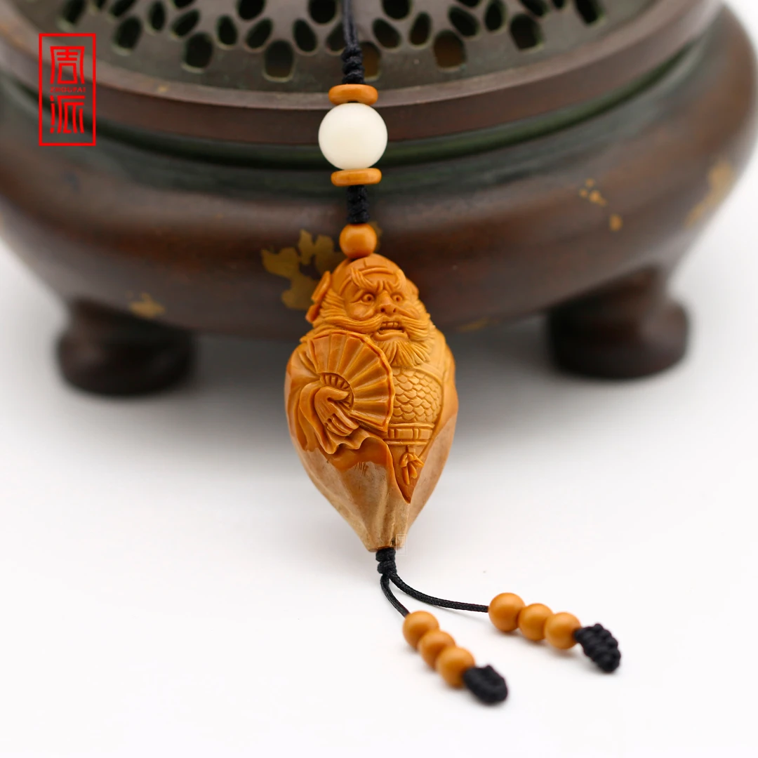 周派春毅核坊纯手工包衣钟馗橄榄核单子文玩收藏品手机钥匙链手串