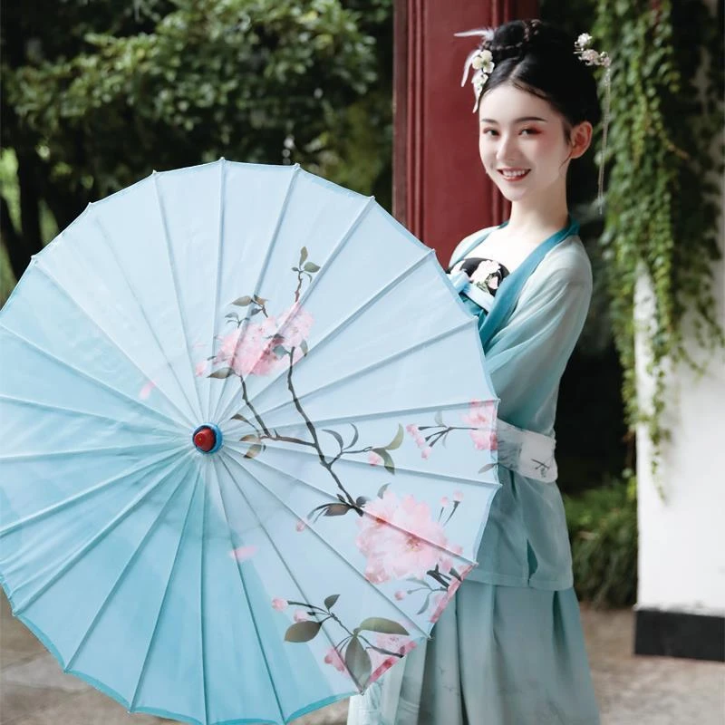 【香初】唯美古风实木绸布晴雨伞（82cm）古典工艺仿古伞面木质